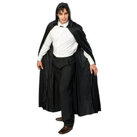 Witches Wizards Deluxe Reversible Midnight Cloak Hood Velvet Black Cape Costume